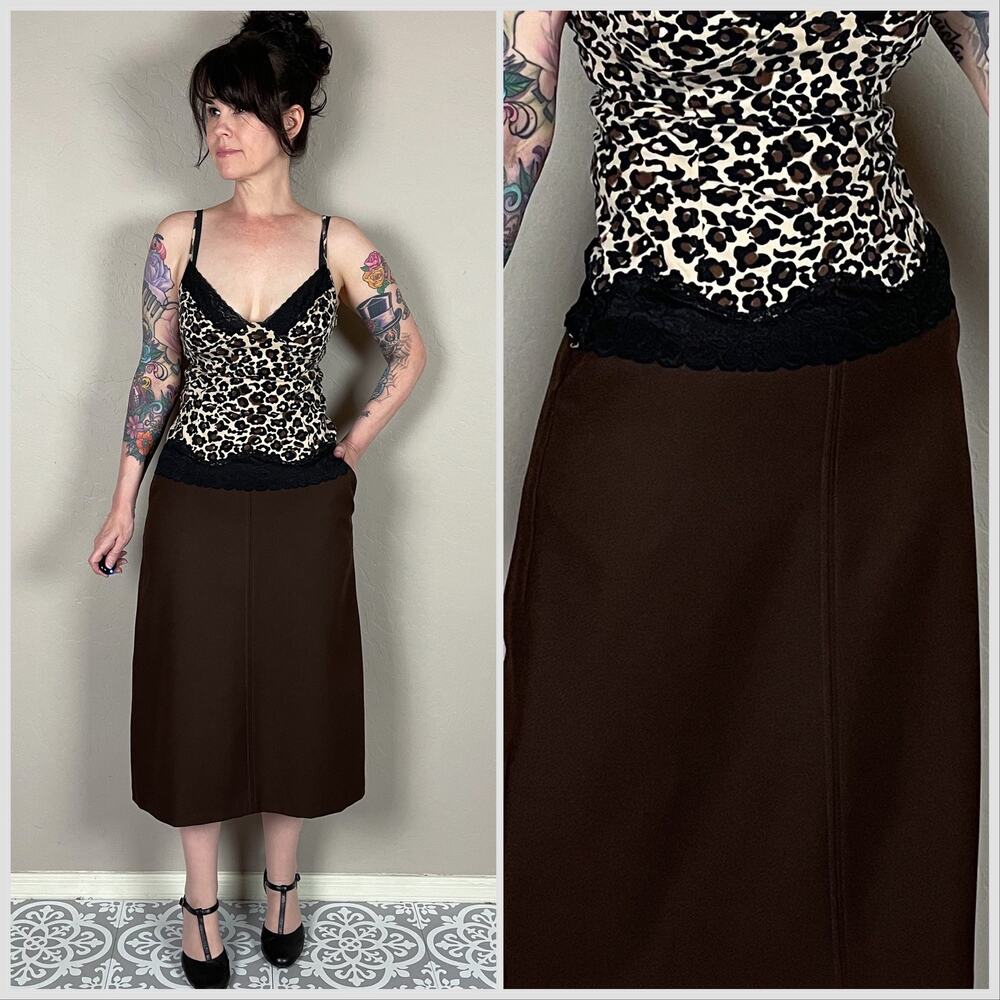 Vintage 1970s Brown High Waist A-Line Skirt